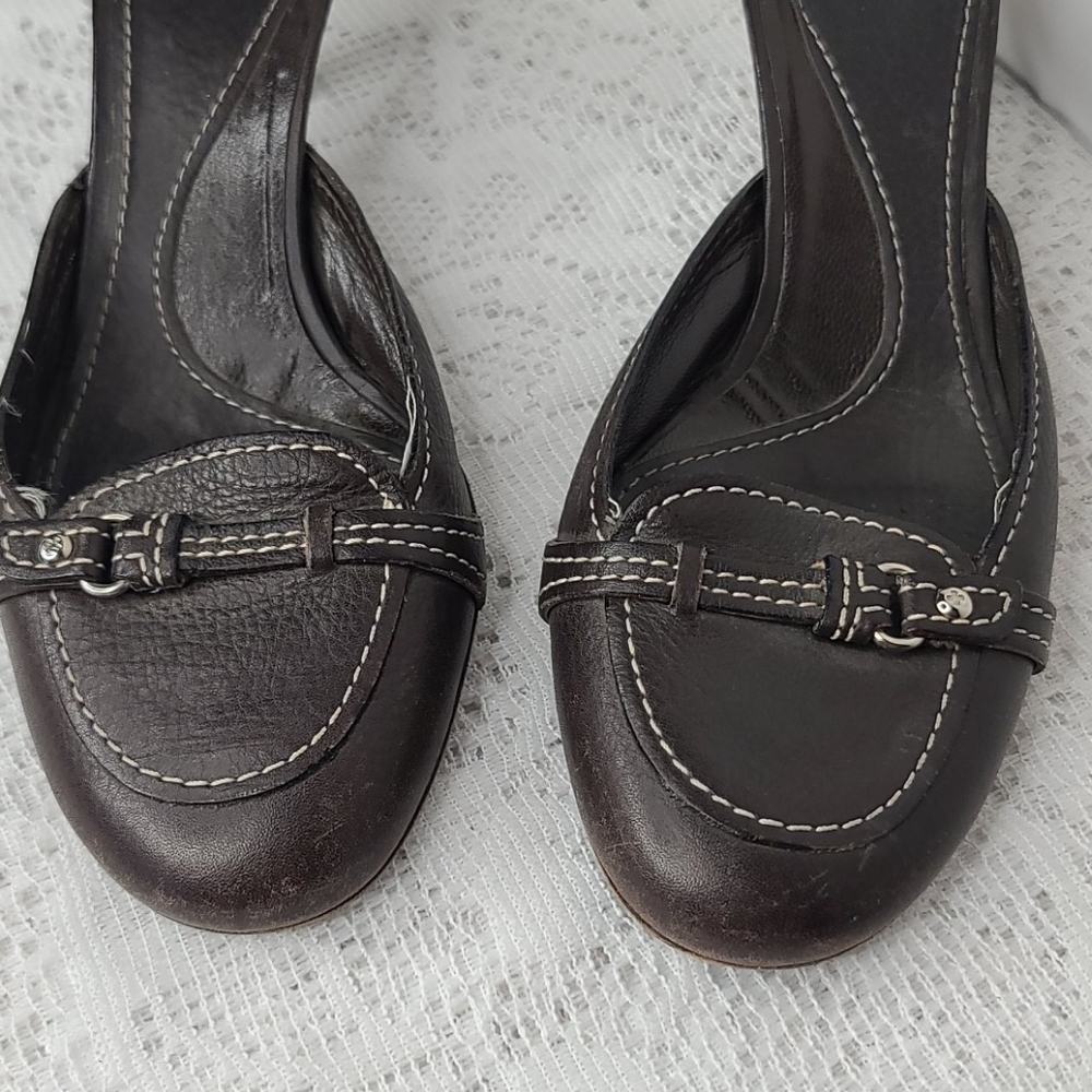Bally slip on brown leather kitten heels sz 5.5 - Picture 2 of 9